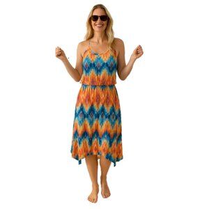 City Triangles Sleeveless Dress with Handkerchief Hem Sheer & Lined Size L